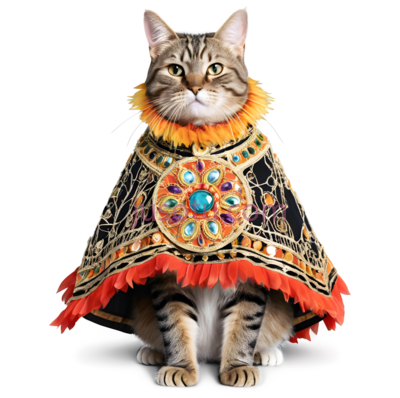 猫,穿着服饰,灰色,黑色,白色,橙色,蓝色, PNG