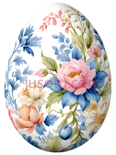彩蛋,花卉图案,白色,粉色,蓝色PNG