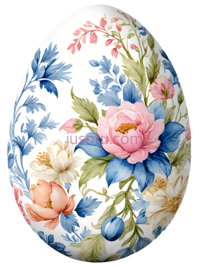 彩蛋,花卉图案,白色,粉色,蓝色, PNG