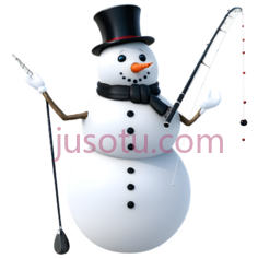 雪人,礼帽,鱼竿PNG