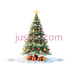 圣诞树,装饰有彩灯,礼物,绿色PNG