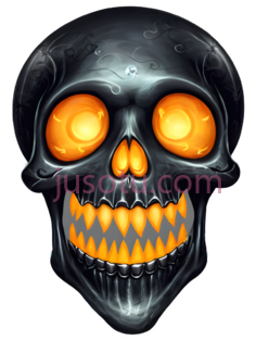 骷髅,卡通,黑色,橙色PNG