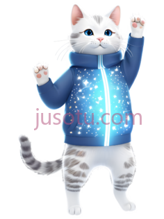 猫,卡通,蓝色夹克,白色身体PNG