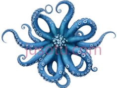 章鱼,卡通,蓝色PNG