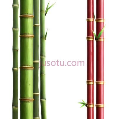 竹子,绿色,红色, PNG