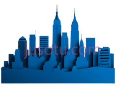 城市天际线,剪纸,蓝色PNG