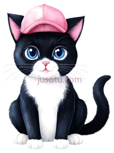 猫,卡通,黑色, 白色, 粉红色, PNG