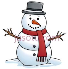 雪人,卡通,白色身体, 红色围巾, 黑色礼帽PNG