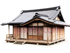 木屋,日式建筑,灰色屋顶, 米色墙壁PNG