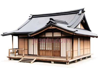 木屋,日式建筑,灰色屋顶, 米色墙壁, PNG