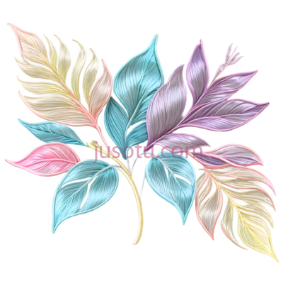 叶子,水彩画,黄色,蓝色,紫色, PNG