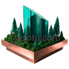 建筑模型,现代,绿色,铜色PNG