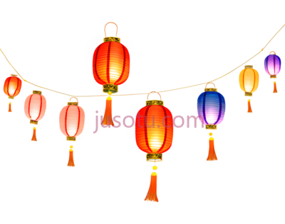 灯笼,中式,红色,粉色,黄色,蓝色, PNG