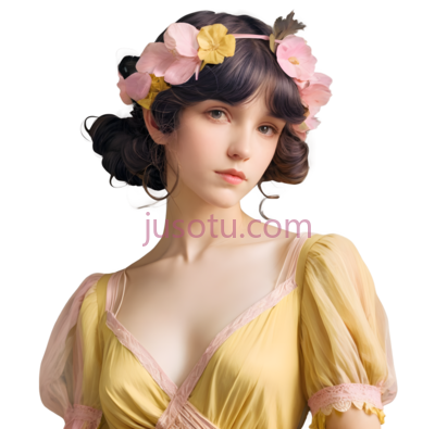 女孩,复古,黄色, PNG