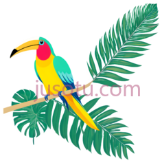 鹦鹉,卡通,黄色,绿色,蓝色PNG