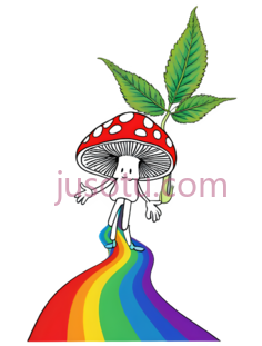 卡通蘑菇人,卡通,红色,白色,绿色,蓝色PNG