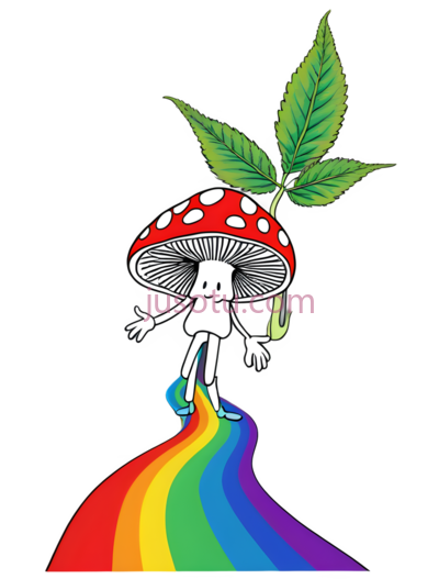 卡通蘑菇人,卡通,红色,白色,绿色,蓝色, PNG