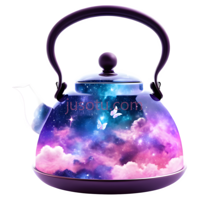 茶壶,宇宙星空,蓝色, 粉色, 紫色, PNG