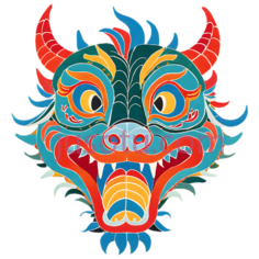 龙,中国,红色,蓝色,黄色PNG