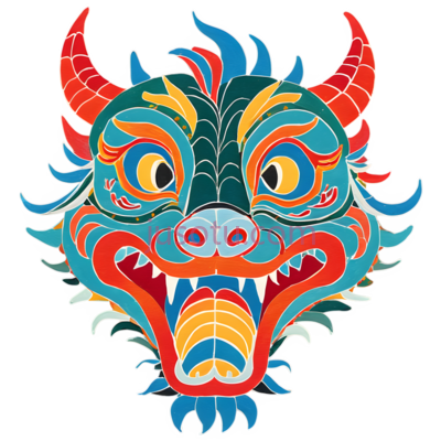 龙,中国,红色,蓝色,黄色, PNG