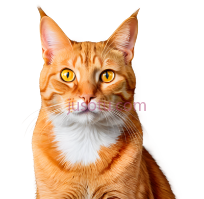 猫,坐姿,橙色, PNG