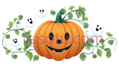 南瓜灯,幽灵,卡通,橙色,白色PNG