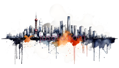 城市轮廓,抽象,白色,灰色,橙色, PNG