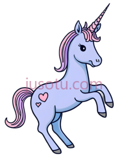 独角兽,卡通,浅蓝色PNG