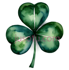 四叶草,水彩画,绿色PNG