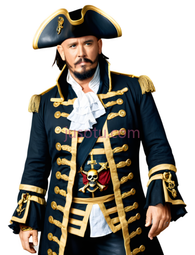 海盗服装,复古,黑色,金色, PNG
