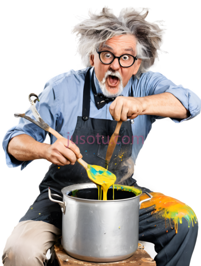 厨师,搞笑,蓝色衬衫, 黑色围裙, PNG