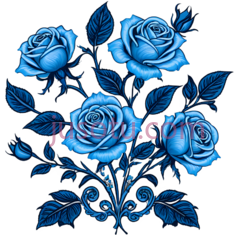 玫瑰花,插画,蓝色PNG