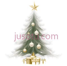 圣诞树,插画,绿色, 白色, 金色PNG