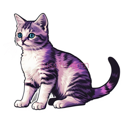 猫,卡通,紫色, PNG