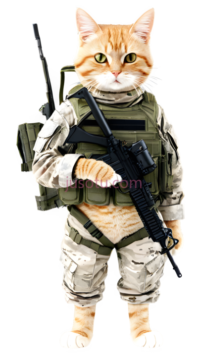 猫,军事服装,卡通, PNG