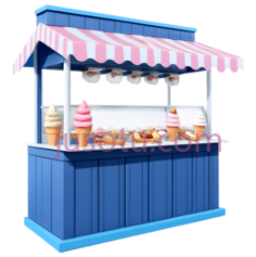 冰淇淋车,复古,蓝色,粉色PNG