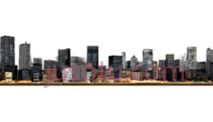 城市天际线,现代建筑群,灰色,白色PNG