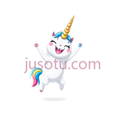 独角兽,卡通,白色身体,金色鬃毛,尾巴PNG