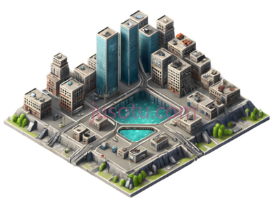 城市建筑群,现代,蓝色,灰色,绿色, PNG
