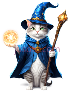 猫,魔法师,白色带灰色条纹PNG