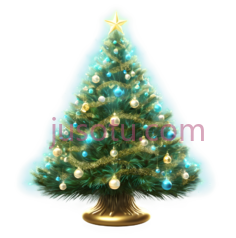 圣诞树,装饰性,绿色, 黄色PNG