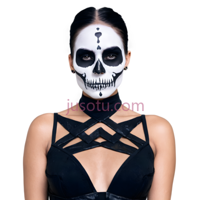 女性,骷髅妆,白色, PNG
