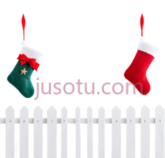 圣诞袜,红色带白色PNG
