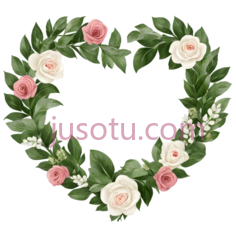 花环,心形,粉色,白色PNG