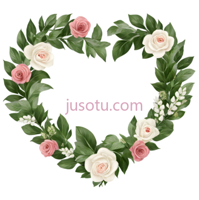 花环,心形,粉色,白色, PNG