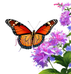 蝴蝶,卡通,橙色,黑色,白色PNG