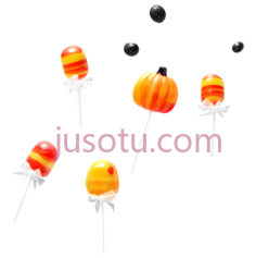 糖果,南瓜,棒棒糖,装饰品,橙色PNG