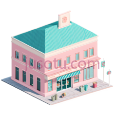 商店,卡通,粉色, PNG
