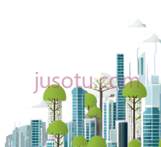 城市景观,插画,绿色,蓝色,白色PNG