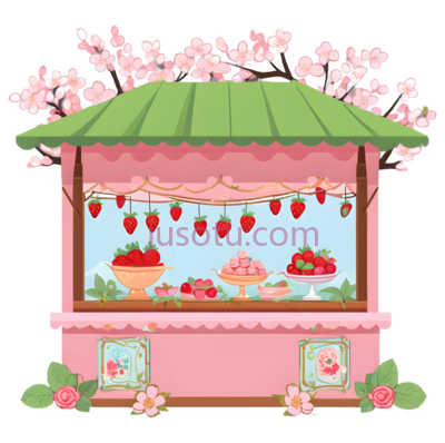 草莓,樱花,店, PNG